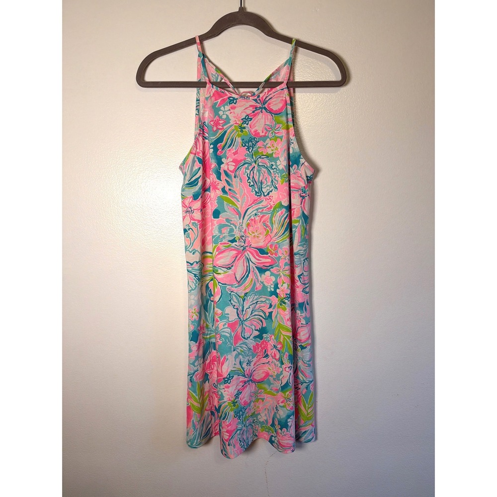 Lilly Pulitzer Margot Swing Dress Hot on the Scene Floral Tassel Keyhole Back XS